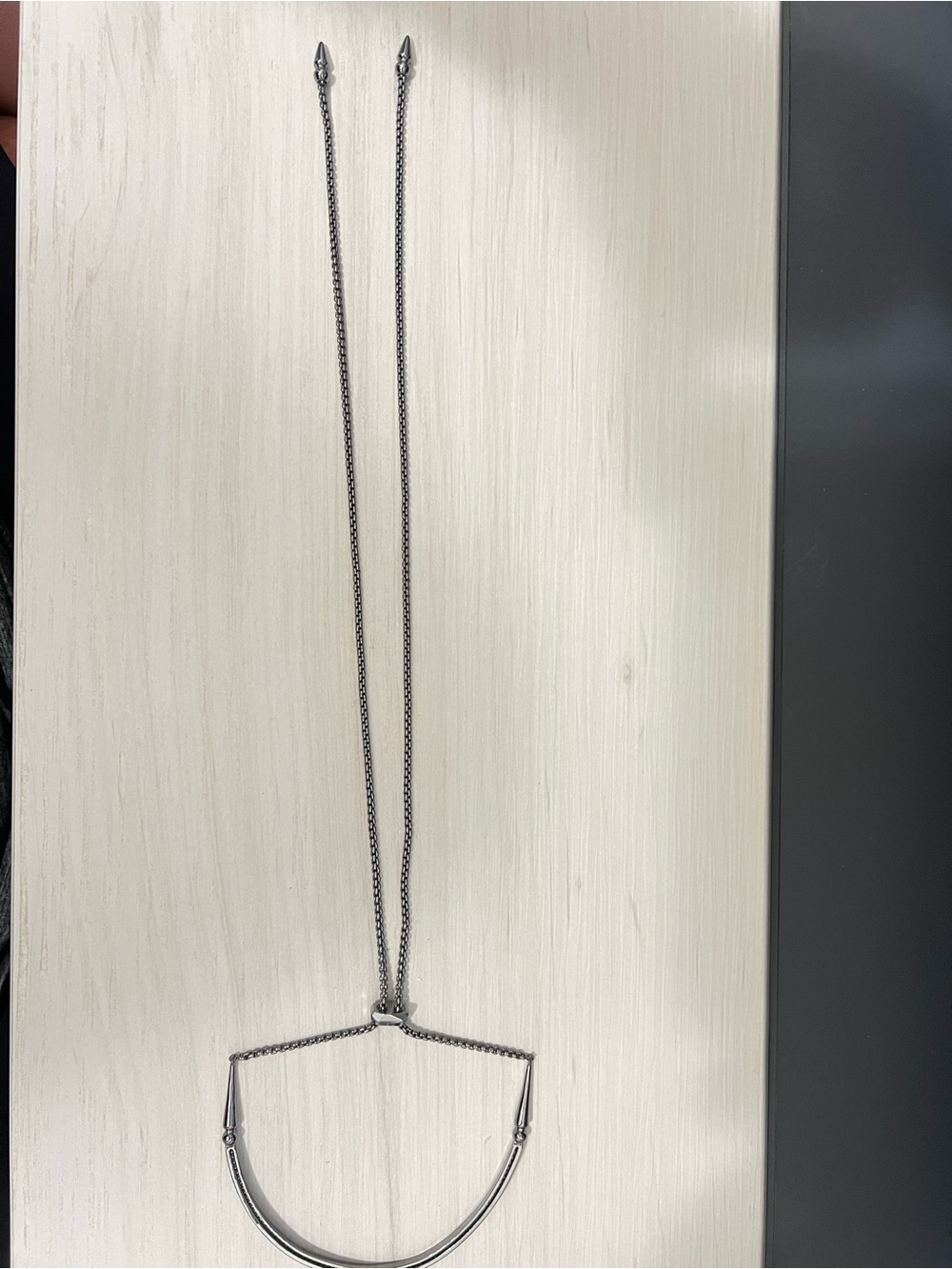 Kendra Scott Gunmetal Curved Bar Necklace